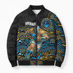 Custom Titans Bomber Puffer Jacket Knight Mascot With Aboriginal Indigenous