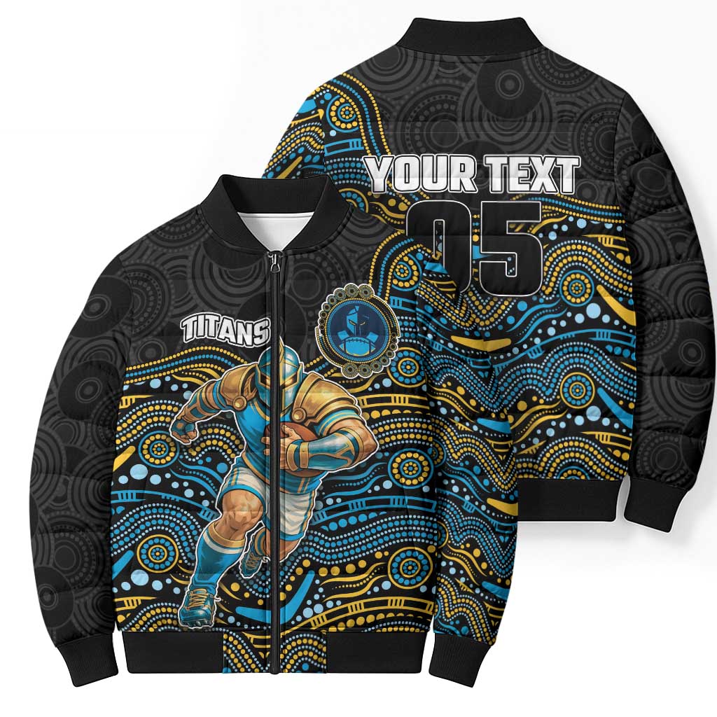 Custom Titans Bomber Puffer Jacket Knight Mascot With Aboriginal Indigenous