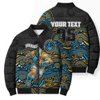 Custom Titans Bomber Puffer Jacket Knight Mascot With Aboriginal Indigenous