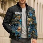 Custom Titans Bomber Puffer Jacket Knight Mascot With Aboriginal Indigenous