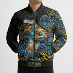 Custom Titans Bomber Puffer Jacket Knight Mascot With Aboriginal Indigenous