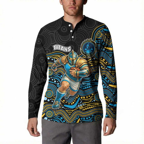 Custom Titans Button Sweatshirt Knight Mascot With Aboriginal Indigenous