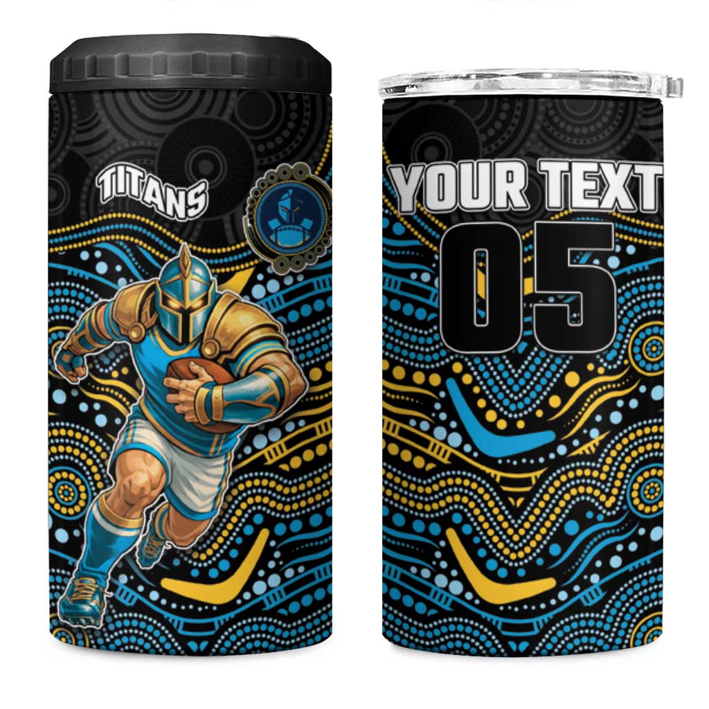 Custom Titans 4 in 1 Can Cooler Tumbler Knight Mascot With Aboriginal Indigenous