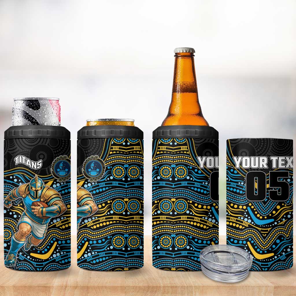 Custom Titans 4 in 1 Can Cooler Tumbler Knight Mascot With Aboriginal Indigenous