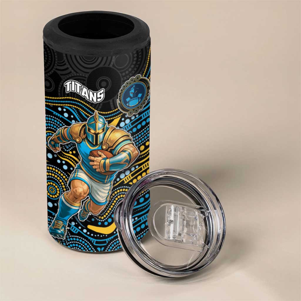 Custom Titans 4 in 1 Can Cooler Tumbler Knight Mascot With Aboriginal Indigenous