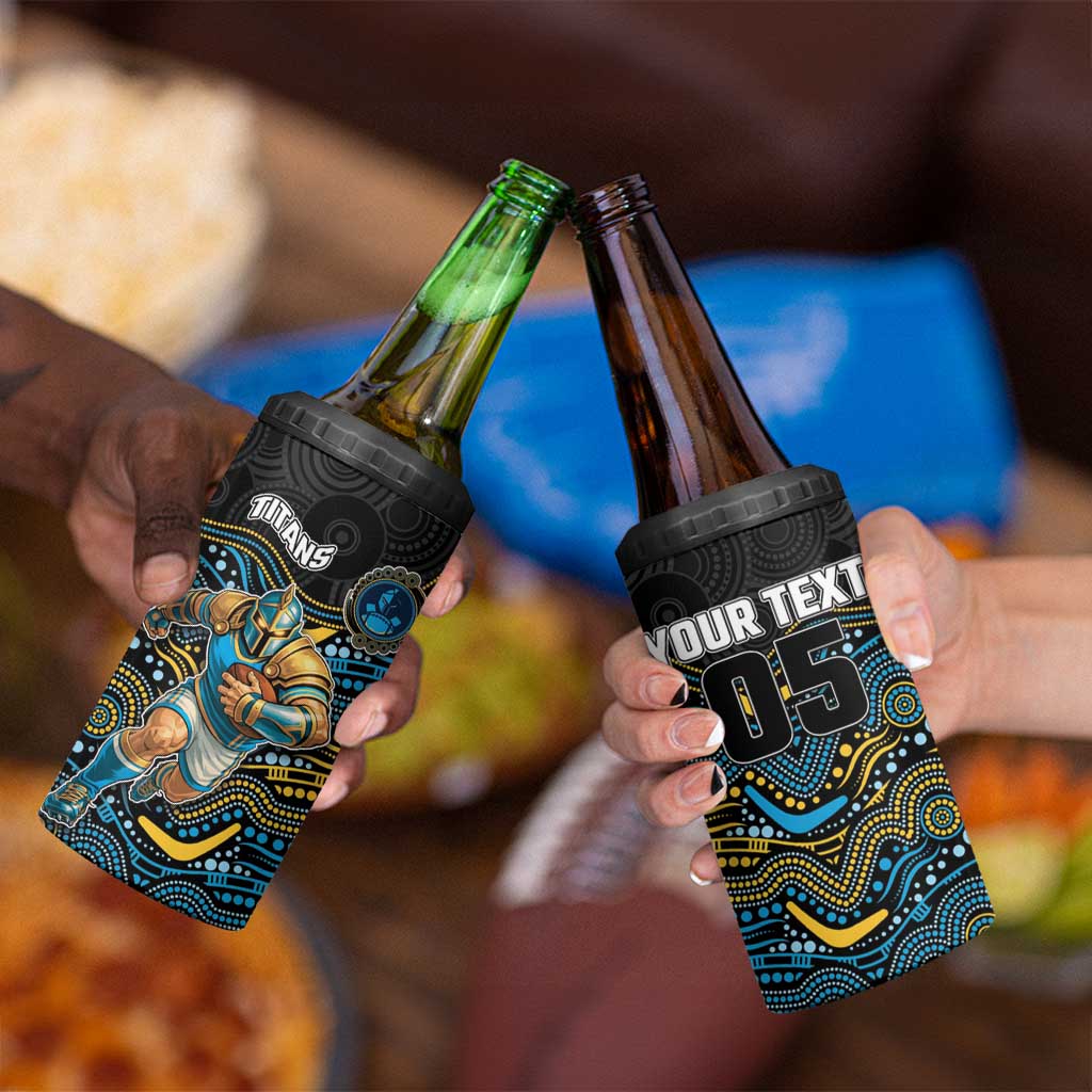 Custom Titans 4 in 1 Can Cooler Tumbler Knight Mascot With Aboriginal Indigenous