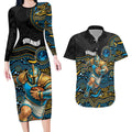 Custom Titans Couples Matching Long Sleeve Bodycon Dress and Hawaiian Shirt Knight Mascot With Aboriginal Indigenous