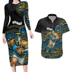 Custom Titans Couples Matching Long Sleeve Bodycon Dress and Hawaiian Shirt Knight Mascot With Aboriginal Indigenous