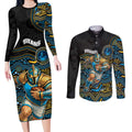 Custom Titans Couples Matching Long Sleeve Bodycon Dress and Long Sleeve Button Shirt Knight Mascot With Aboriginal Indigenous