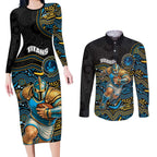 Custom Titans Couples Matching Long Sleeve Bodycon Dress and Long Sleeve Button Shirt Knight Mascot With Aboriginal Indigenous