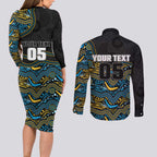 Custom Titans Couples Matching Long Sleeve Bodycon Dress and Long Sleeve Button Shirt Knight Mascot With Aboriginal Indigenous