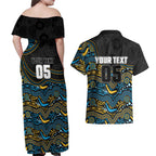 Custom Titans Couples Matching Off Shoulder Maxi Dress and Hawaiian Shirt Knight Mascot With Aboriginal Indigenous