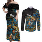 Custom Titans Couples Matching Off Shoulder Maxi Dress and Long Sleeve Button Shirt Knight Mascot With Aboriginal Indigenous