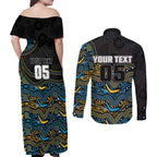 Custom Titans Couples Matching Off Shoulder Maxi Dress and Long Sleeve Button Shirt Knight Mascot With Aboriginal Indigenous
