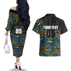 Custom Titans Couples Matching Off The Shoulder Long Sleeve Dress and Hawaiian Shirt Knight Mascot With Aboriginal Indigenous