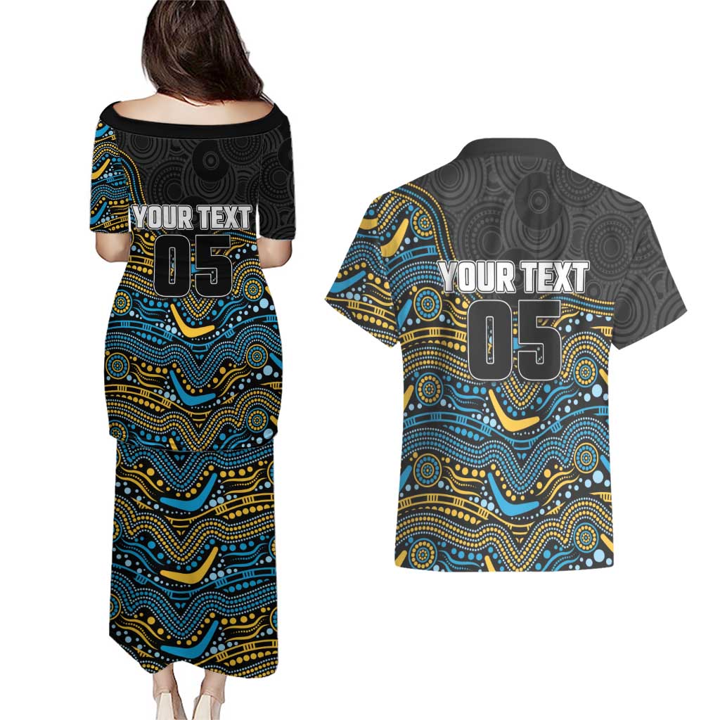 Custom Titans Couples Matching Puletasi and Hawaiian Shirt Knight Mascot With Aboriginal Indigenous