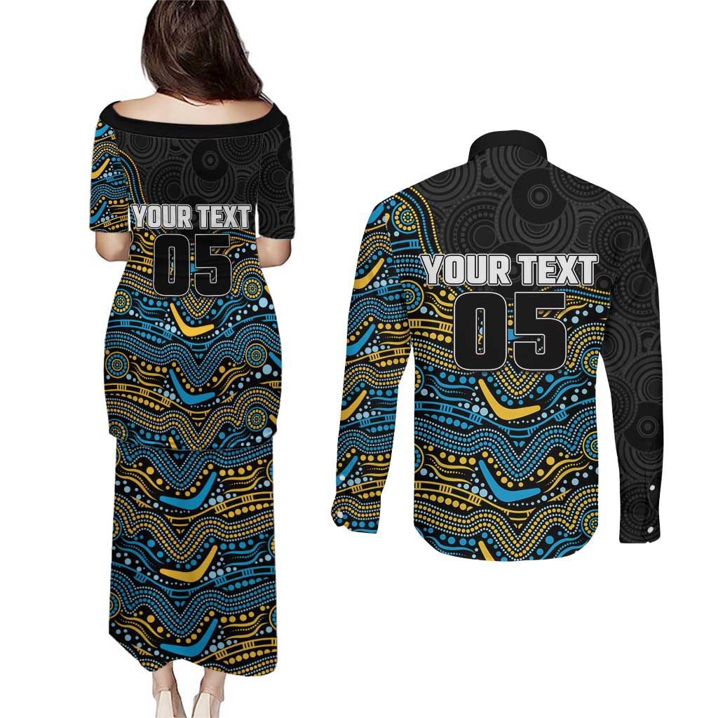 Custom Titans Couples Matching Puletasi and Long Sleeve Button Shirt Knight Mascot With Aboriginal Indigenous