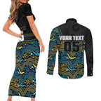 Custom Titans Couples Matching Short Sleeve Bodycon Dress and Long Sleeve Button Shirt Knight Mascot With Aboriginal Indigenous