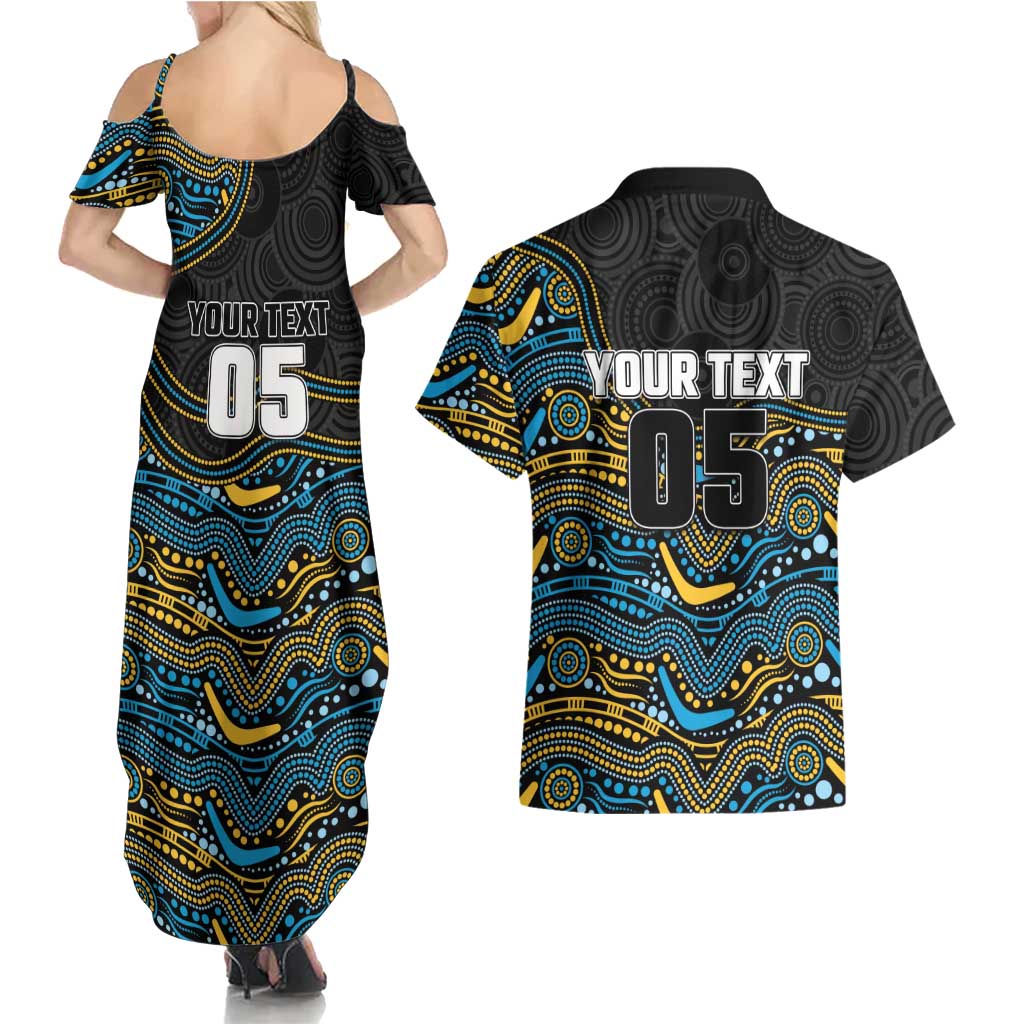Custom Titans Couples Matching Summer Maxi Dress and Hawaiian Shirt Knight Mascot With Aboriginal Indigenous