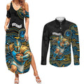 Custom Titans Couples Matching Summer Maxi Dress and Long Sleeve Button Shirt Knight Mascot With Aboriginal Indigenous