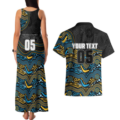 Custom Titans Couples Matching Tank Maxi Dress and Hawaiian Shirt Knight Mascot With Aboriginal Indigenous
