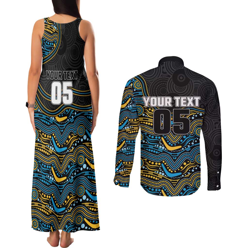Custom Titans Couples Matching Tank Maxi Dress and Long Sleeve Button Shirt Knight Mascot With Aboriginal Indigenous