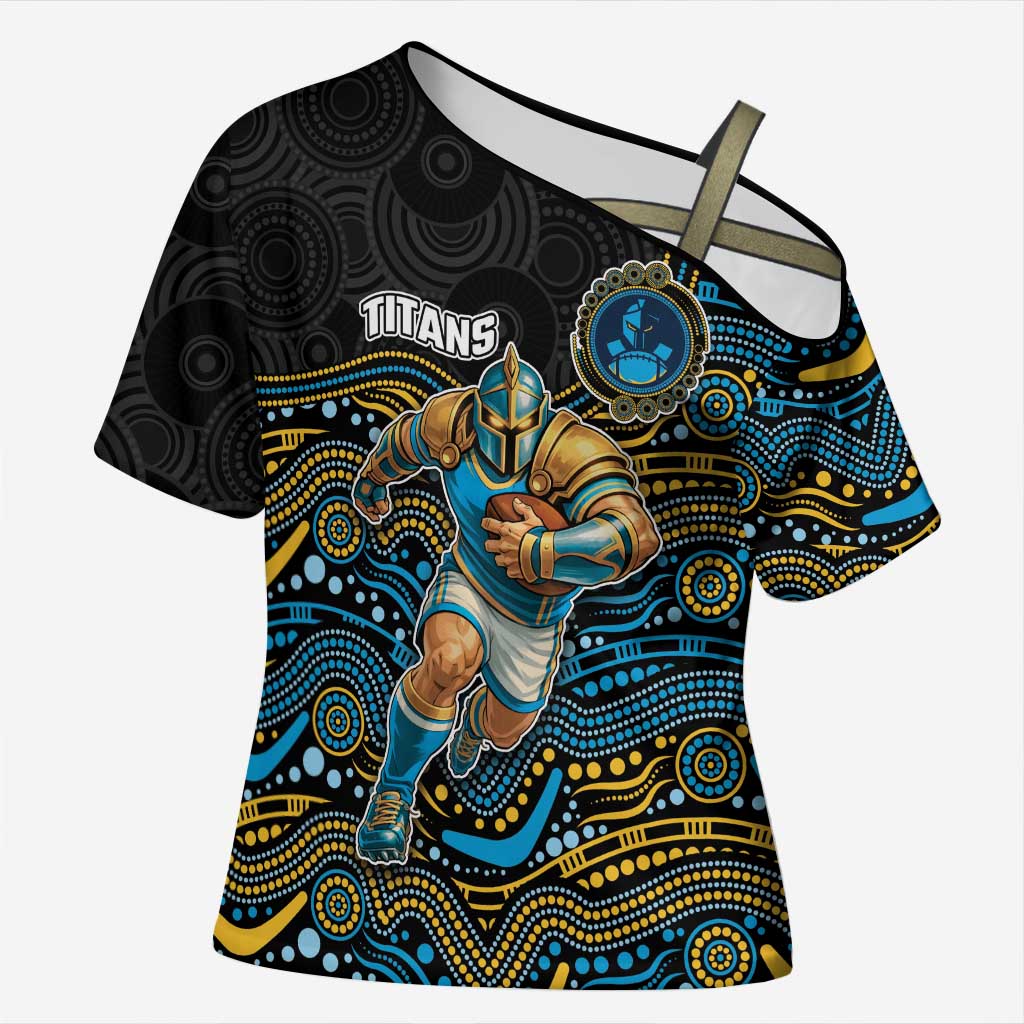Custom Titans Cross Shoulder Shirt Knight Mascot With Aboriginal Indigenous