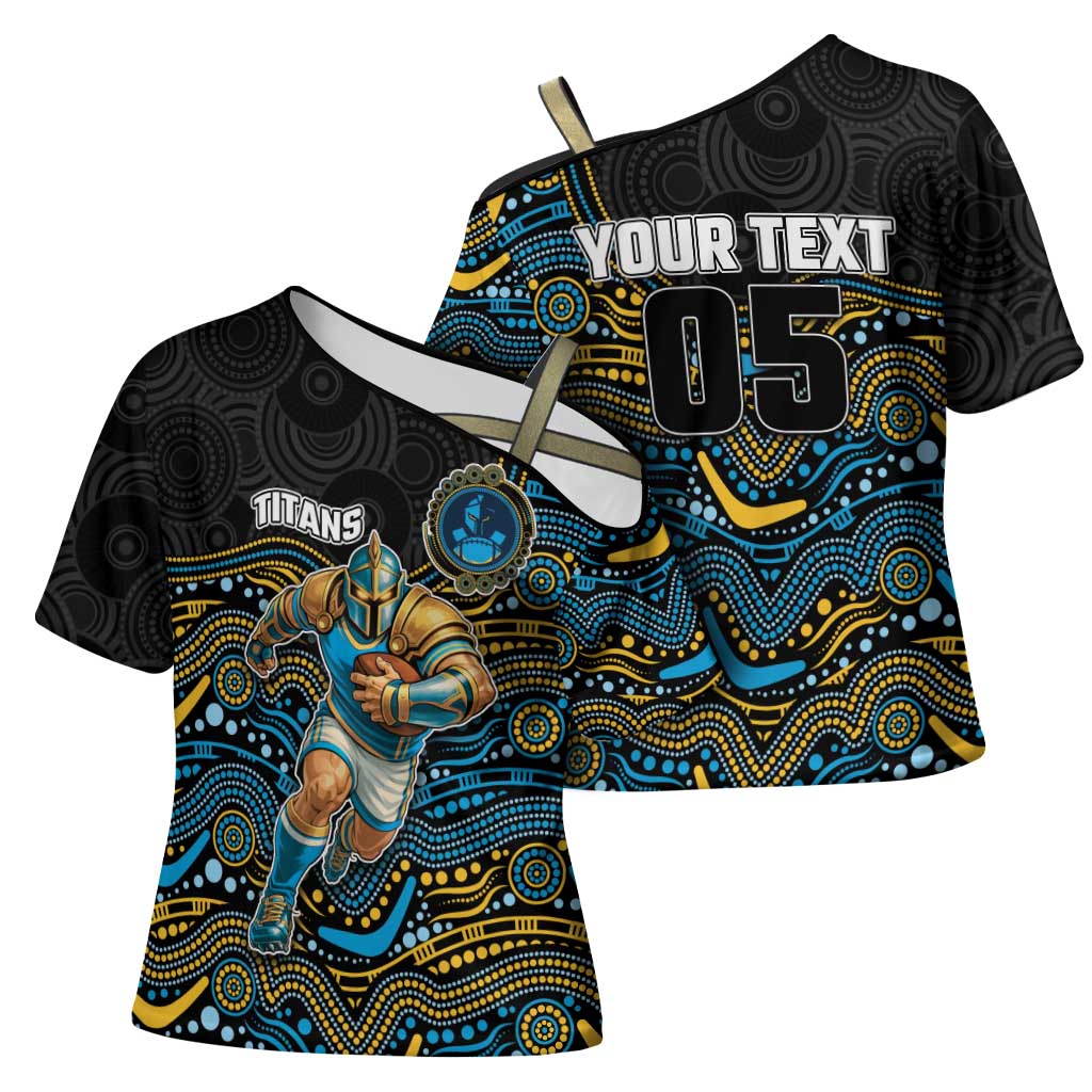 Custom Titans Cross Shoulder Shirt Knight Mascot With Aboriginal Indigenous