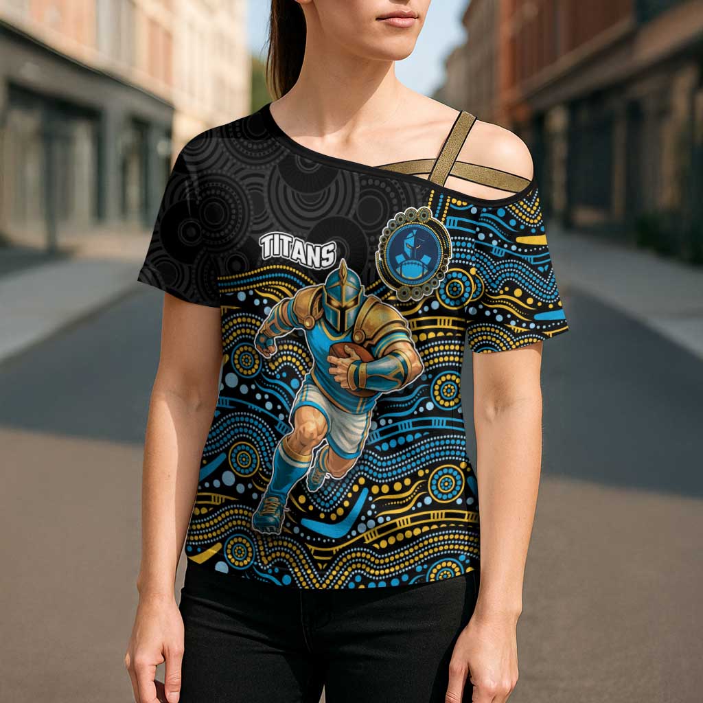 Custom Titans Cross Shoulder Shirt Knight Mascot With Aboriginal Indigenous