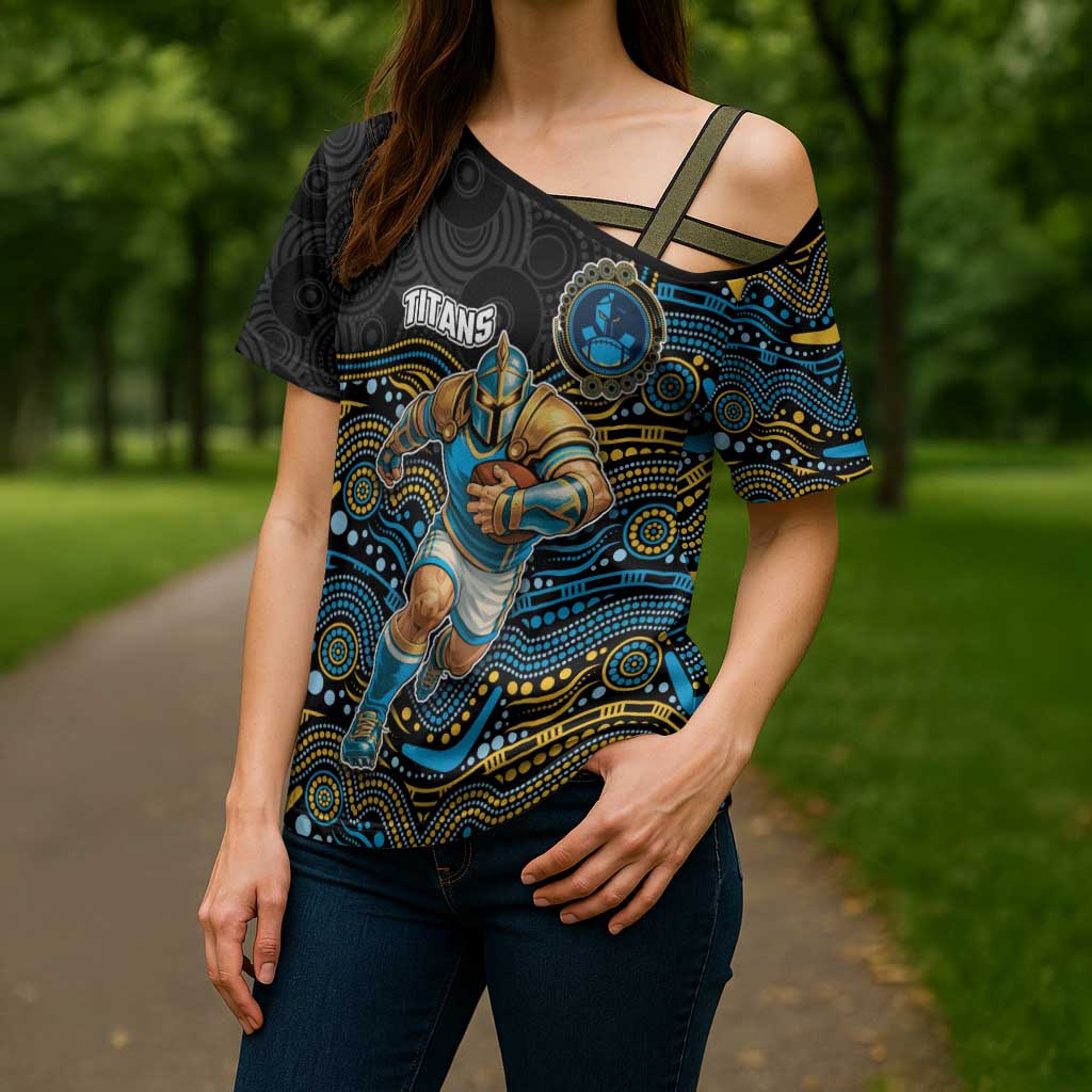 Custom Titans Cross Shoulder Shirt Knight Mascot With Aboriginal Indigenous