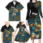 Custom Titans Family Matching Long Sleeve Bodycon Dress and Hawaiian Shirt Knight Mascot With Aboriginal Indigenous