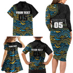 Custom Titans Family Matching Long Sleeve Bodycon Dress and Hawaiian Shirt Knight Mascot With Aboriginal Indigenous