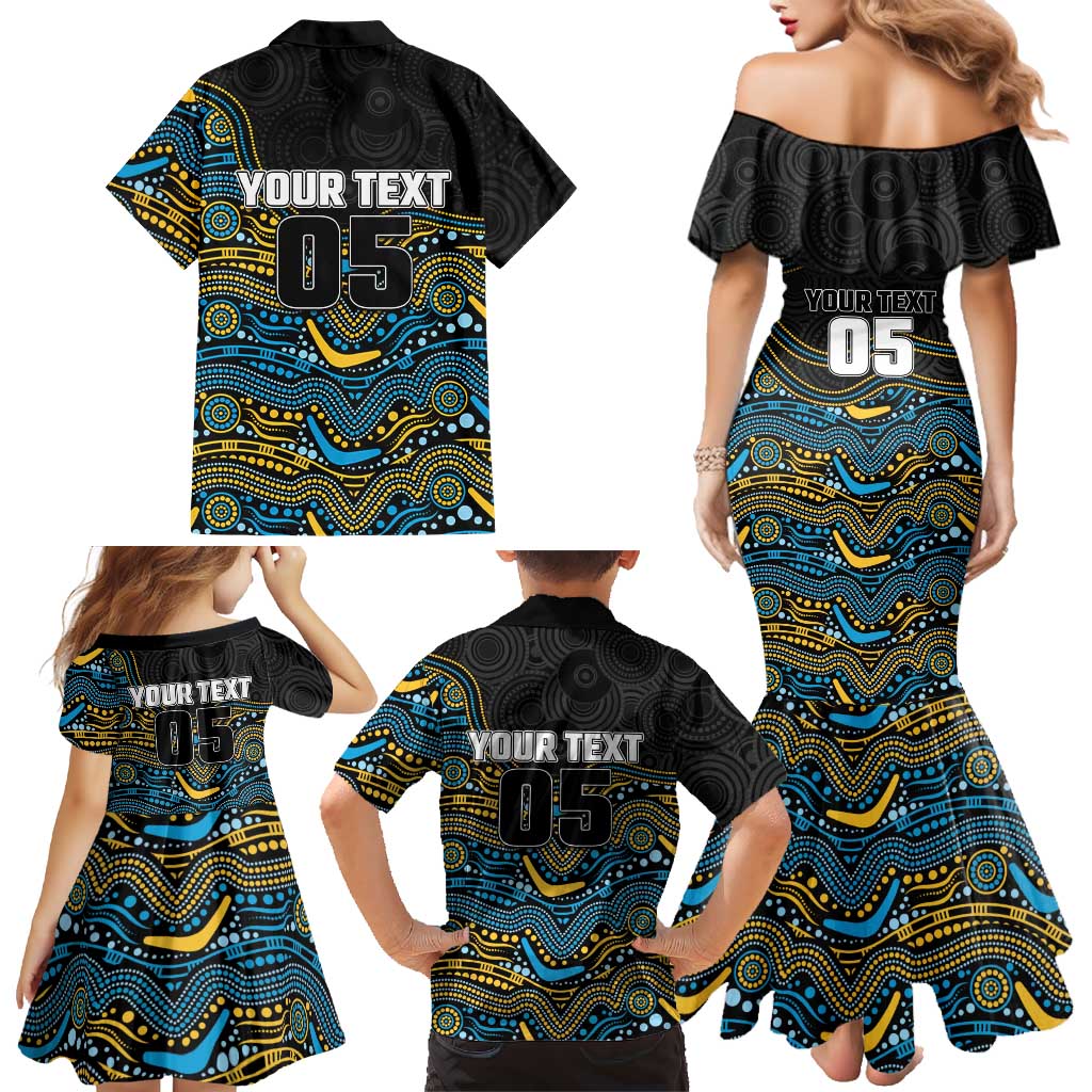 Custom Titans Family Matching Mermaid Dress and Hawaiian Shirt Knight Mascot With Aboriginal Indigenous