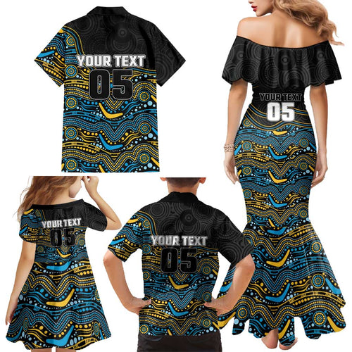 Custom Titans Family Matching Mermaid Dress and Hawaiian Shirt Knight Mascot With Aboriginal Indigenous
