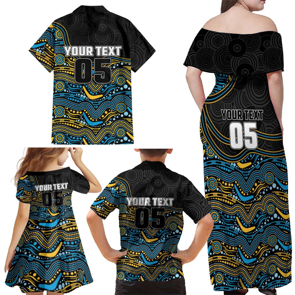 Custom Titans Family Matching Off Shoulder Maxi Dress and Hawaiian Shirt Knight Mascot With Aboriginal Indigenous