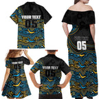 Custom Titans Family Matching Off Shoulder Maxi Dress and Hawaiian Shirt Knight Mascot With Aboriginal Indigenous