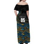 Custom Titans Family Matching Off Shoulder Maxi Dress and Hawaiian Shirt Knight Mascot With Aboriginal Indigenous