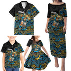 Custom Titans Family Matching Puletasi and Hawaiian Shirt Knight Mascot With Aboriginal Indigenous