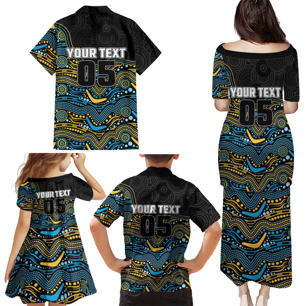 Custom Titans Family Matching Puletasi and Hawaiian Shirt Knight Mascot With Aboriginal Indigenous