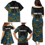 Custom Titans Family Matching Puletasi and Hawaiian Shirt Knight Mascot With Aboriginal Indigenous