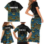 Custom Titans Family Matching Short Sleeve Bodycon Dress and Hawaiian Shirt Knight Mascot With Aboriginal Indigenous