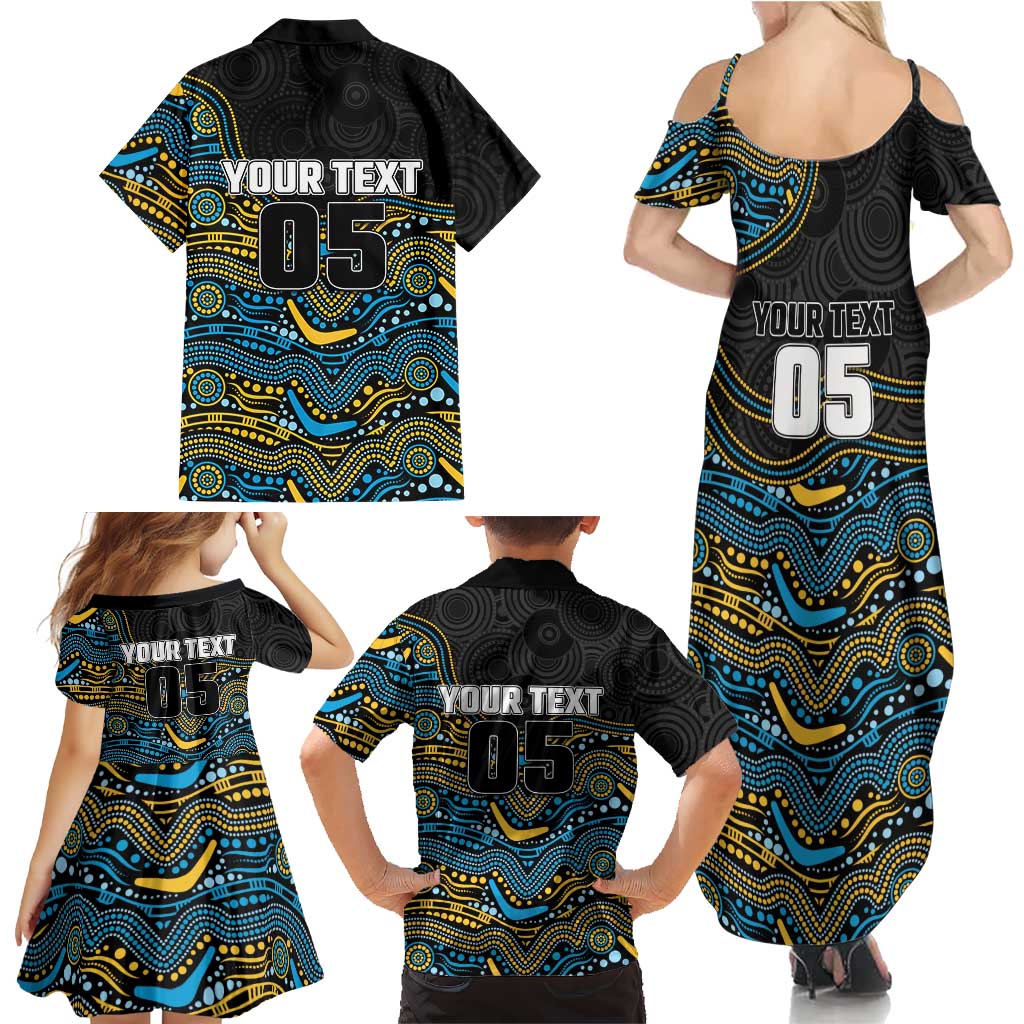 Custom Titans Family Matching Summer Maxi Dress and Hawaiian Shirt Knight Mascot With Aboriginal Indigenous