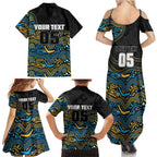 Custom Titans Family Matching Summer Maxi Dress and Hawaiian Shirt Knight Mascot With Aboriginal Indigenous