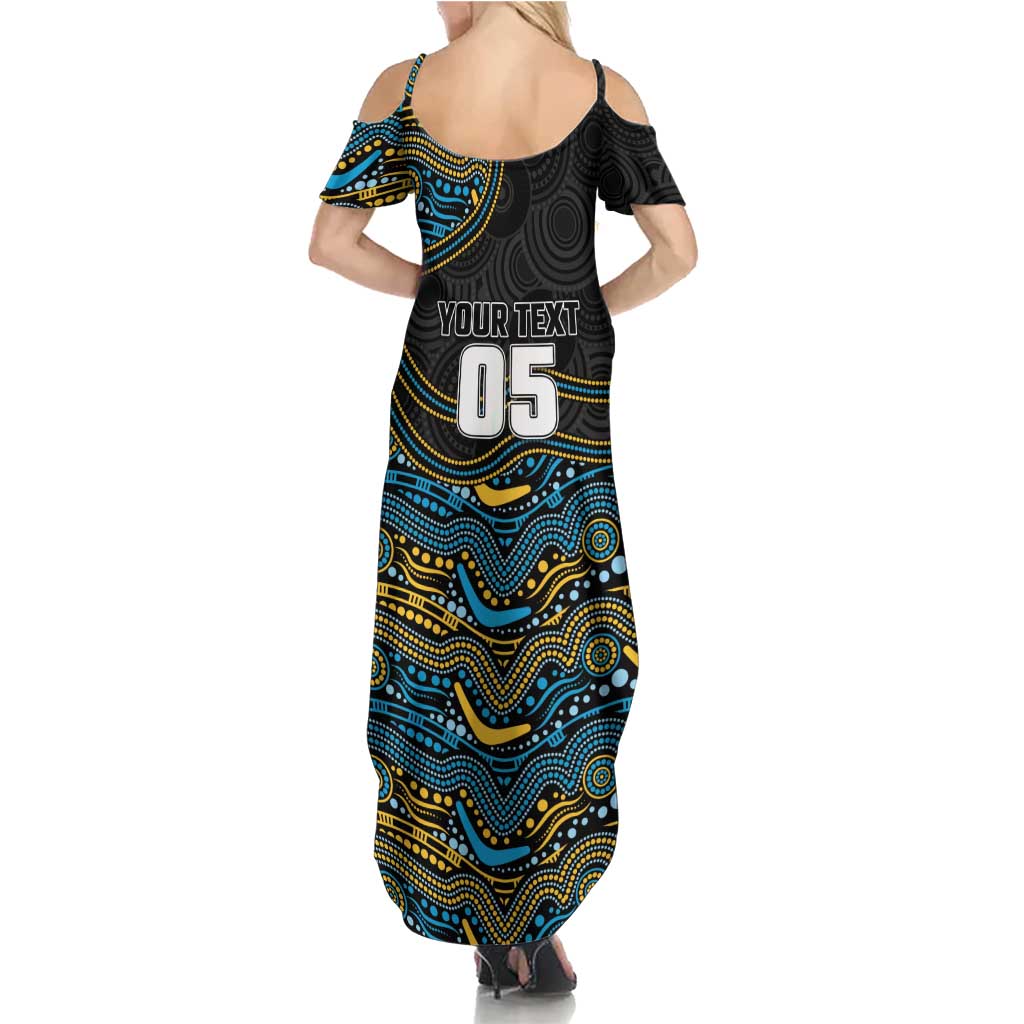 Custom Titans Family Matching Summer Maxi Dress and Hawaiian Shirt Knight Mascot With Aboriginal Indigenous