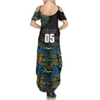 Custom Titans Family Matching Summer Maxi Dress and Hawaiian Shirt Knight Mascot With Aboriginal Indigenous