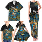 Custom Titans Family Matching Tank Maxi Dress and Hawaiian Shirt Knight Mascot With Aboriginal Indigenous