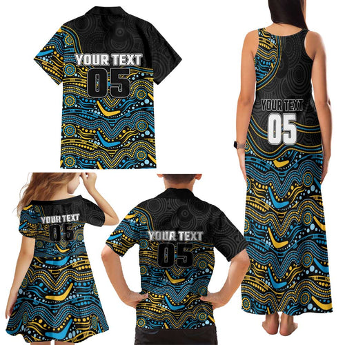 Custom Titans Family Matching Tank Maxi Dress and Hawaiian Shirt Knight Mascot With Aboriginal Indigenous