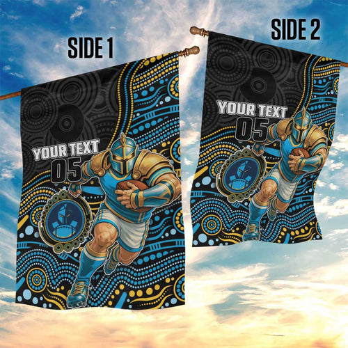 Custom Titans Garden Flag Knight Mascot With Aboriginal Indigenous