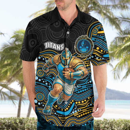 Custom Titans Hawaiian Shirt Knight Mascot With Aboriginal Indigenous