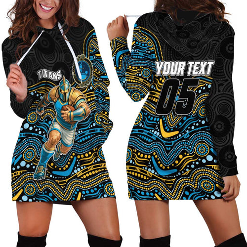 Custom Titans Hoodie Dress Knight Mascot With Aboriginal Indigenous